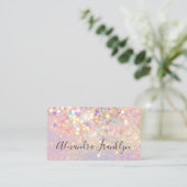 Makeup Artist Pink Holographic Glitzer QR Code Visitenkarte (Stehend Vorderseite)