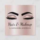 Makeup Artist Pink Lashes Glitzer Rose Gold Quadratische Visitenkarte (Vorderseite)