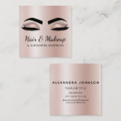 Makeup Artist Pink Lashes Glitzer Rose Gold Quadratische Visitenkarte (Vorne/Hinten)
