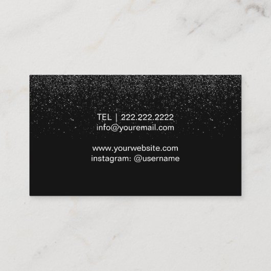 Makeup Artist Pink Lipno Moderner Schwarzer Glitze Visitenkarte (Rückseite)