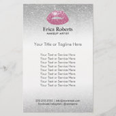 Makeup Artist Pink Lips Silberner Glitzer Salon Flyer (Vorne)