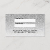 Makeup Artist Pink Lips Silver Glitzer Referenz Empfehlungskarte (Rückseite)