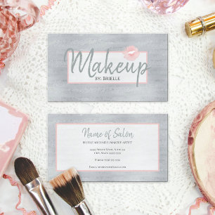 Makeup Artist Pink Lipstick Kiss Silver Glitzer Visitenkarte