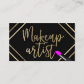 Makeup Artist Pink Lipstick Modern Gold Typografie Visitenkarte (Vorderseite)