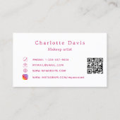 Makeup artist pink lipstick QR-Code Visitenkarte (Rückseite)