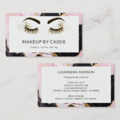 Makeup Artist Pink Schwarz-weiß Marbella Glitzer L Visitenkarte (Vorne/Hinten)