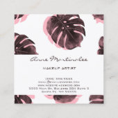Makeup Artist Pink und Black Monstera Leaf Quadratische Visitenkarte (Rückseite)
