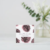 Makeup Artist Pink und Black Monstera Leaf Quadratische Visitenkarte (Stehend Vorderseite)