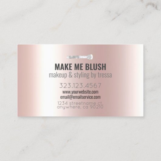 Makeup Artist Platinum Glitzer + Metallic Pink Visitenkarte (Rückseite)