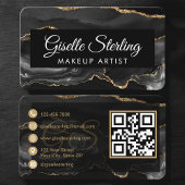 Makeup Artist QR Code Black Gold Visitenkarte
