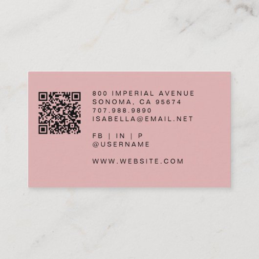 Makeup Artist QR Code Business Card Visitenkarte (Rückseite)