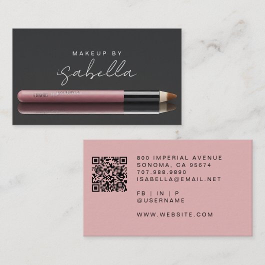 Makeup Artist QR Code Business Card Visitenkarte (Vorne/Hinten)