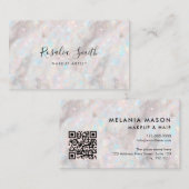 Makeup Artist QR Code Iridescent Opal Stone Visitenkarte (Vorne/Hinten)