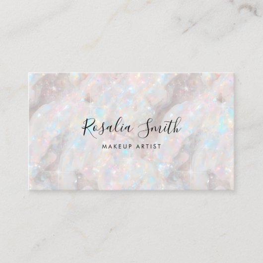 Makeup Artist QR Code Iridescent Opal Stone Visitenkarte (Vorderseite)
