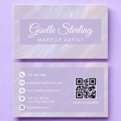 Makeup Artist QR Code Iridescent Pastel Opal Visitenkarte