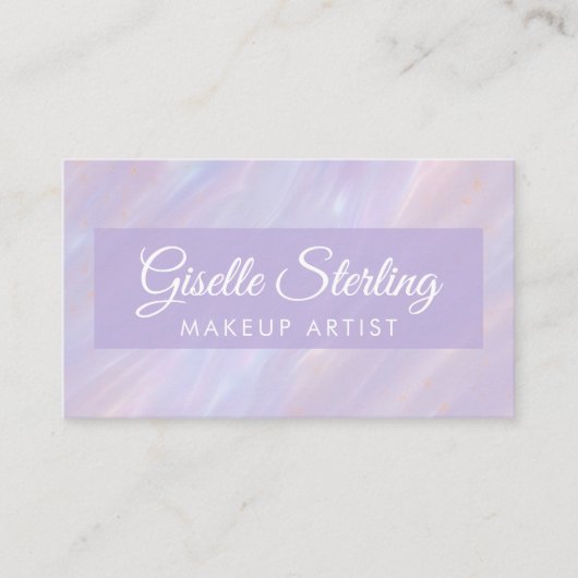 Makeup Artist QR Code Iridescent Pastel Opal Visitenkarte (Vorderseite)