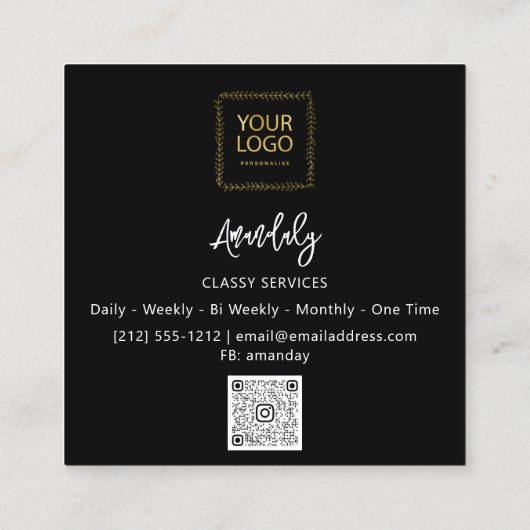 Makeup Artist QR Code Logo Red Black Nail Modern Quadratische Visitenkarte (Rückseite)