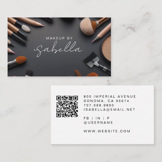 Makeup Artist QR Code Visitenkarte (Vorne/Hinten)