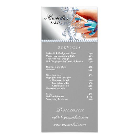 Makeup Artist Rack Card Nagelstudio Silber Werbekarte (Vorne)
