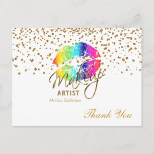 Makeup Artist Rainbow Lippen auf weiß Postkarte