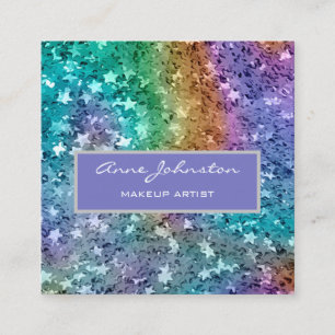 Makeup Artist Rainbow Star Glitzer Quadratische Visitenkarte