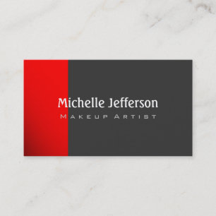 Makeup Artist Red Dark Gray Trendy Business Card Visitenkarte