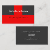 Makeup Artist Red Gray Color Business Card Visitenkarte (Vorne/Hinten)