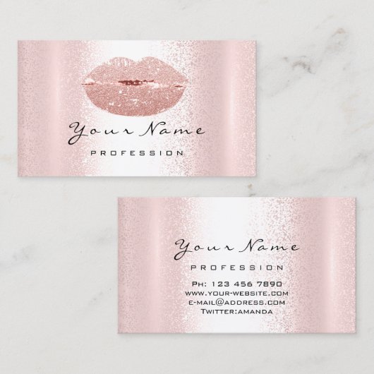 Makeup Artist Red Kiss LIPS Rosa Rose Blush Visitenkarte (Vorne/Hinten)