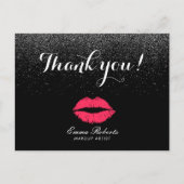 Makeup Artist Red Lips Black Glitzer Vielen Dank Postkarte (Vorderseite)