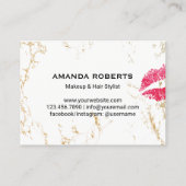 Makeup Artist Red Lips Gold Salon Visitenkarte (Rückseite)