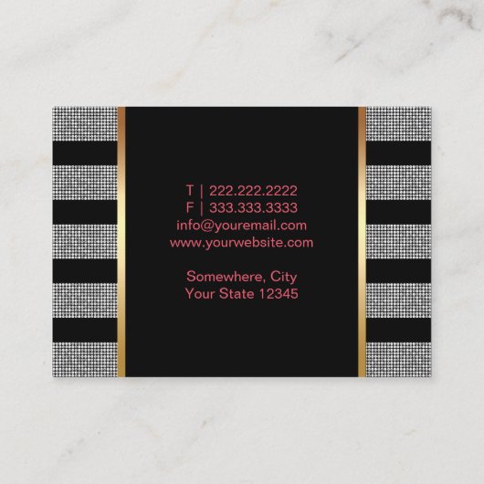 Makeup Artist Red Lips Modern Silver Strips Visitenkarte (Rückseite)