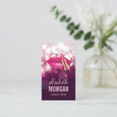 Makeup Artist Red Lips Rosa Glitzer funkeln Visitenkarte (Stehend Vorderseite)