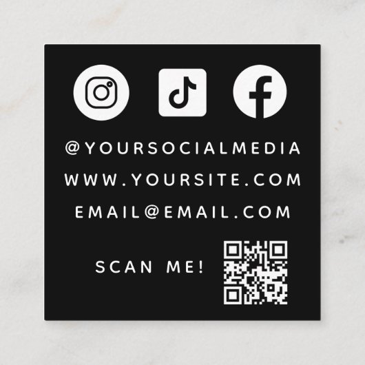 Makeup Artist Red Lips Salon Social Media QR Code Quadratische Visitenkarte (Rückseite)