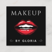 Makeup Artist Red Lips Salon Social Media QR Code Quadratische Visitenkarte (Vorderseite)