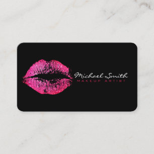 Makeup Artist Red Lips Schlicht Black Visitenkarte