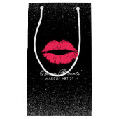 Makeup Artist Red Lips Trendy Black Glitzer Salon Kleine Geschenktüte (Vorderseite)