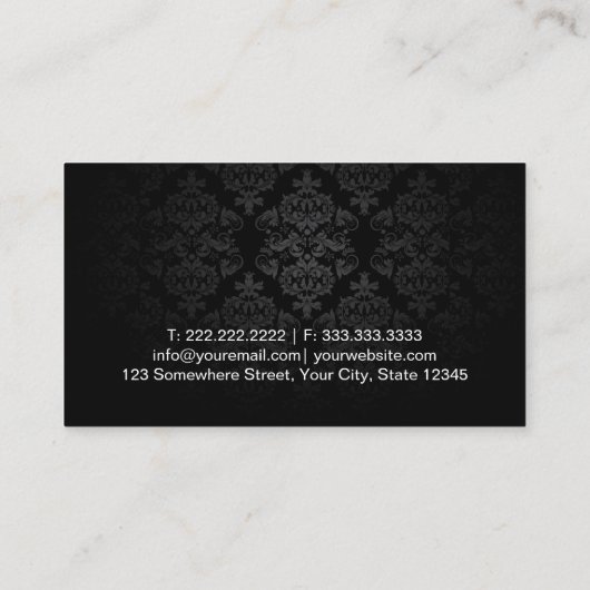 Makeup Artist Red Lipstick Elegante Damask Visitenkarte (Rückseite)