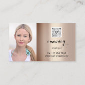 Makeup Artist Red Lipstick Rose Foto QR Logo Visitenkarte (Rückseite)