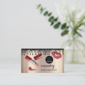 Makeup Artist Red Lipstick Rose Tropfen QR Logo Fo Visitenkarte (Stehend Vorderseite)