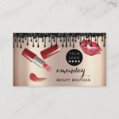 Makeup Artist Red Lipstick Rose Tropfen QR Logo Fo Visitenkarte (Vorderseite)