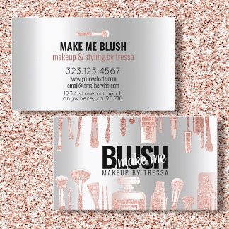 Makeup Artist Rose Glitzer + Metallisches Platinei Visitenkarte