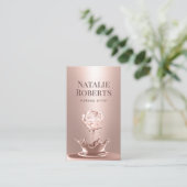 Makeup Artist Rose Gold Blume Splash Beauty Salon Visitenkarte (Stehend Vorderseite)
