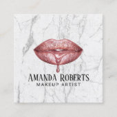 Makeup Artist Rose Gold Dripping Lips Marmor Quadratische Visitenkarte (Vorderseite)
