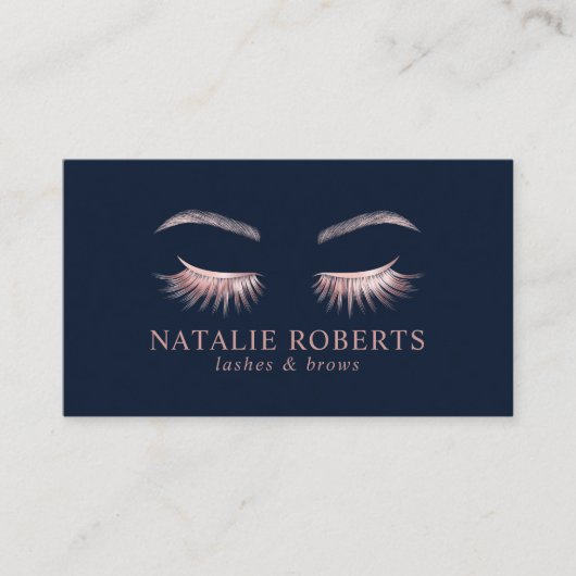Makeup Artist Rose Gold Eyelash Beauty Salon Marin Visitenkarte (Vorderseite)