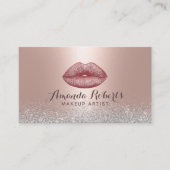 Makeup Artist Rose Gold Glaps Lippen Silber Glitze Visitenkarte (Vorderseite)