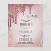 Makeup Artist Rose Gold Glitzer Glam Service List Flyer (Vorne)