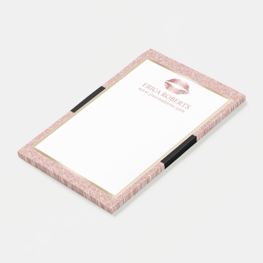 Makeup Artist Rose Gold Glitzer Lift Post-it Klebezettel (angewinkelt)