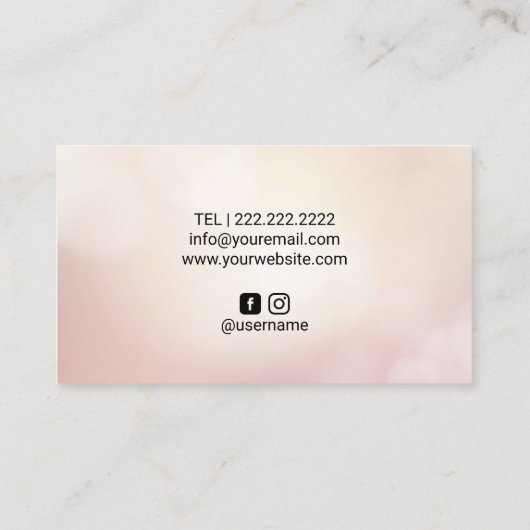 Makeup Artist Rose Gold Glitzer Livio Vanilla Club Visitenkarte (Rückseite)