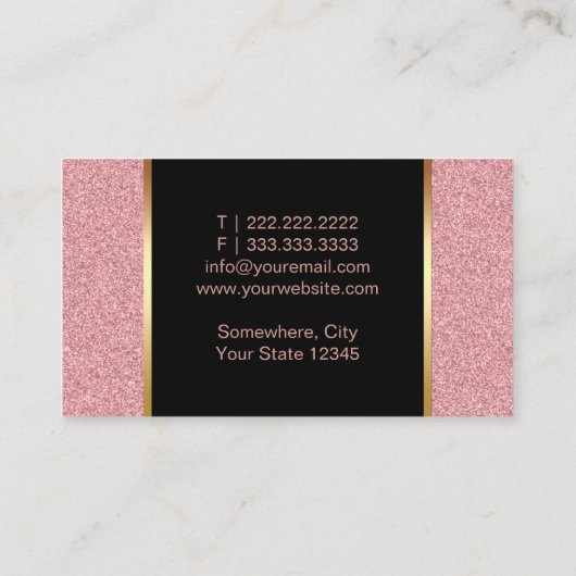Makeup Artist Rose Gold Glitzer Parco Civico-Ciani Visitenkarte (Rückseite)