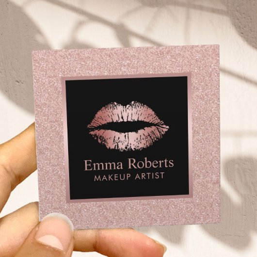 Makeup Artist Rose Gold Glitzer Quadratische Visitenkarte